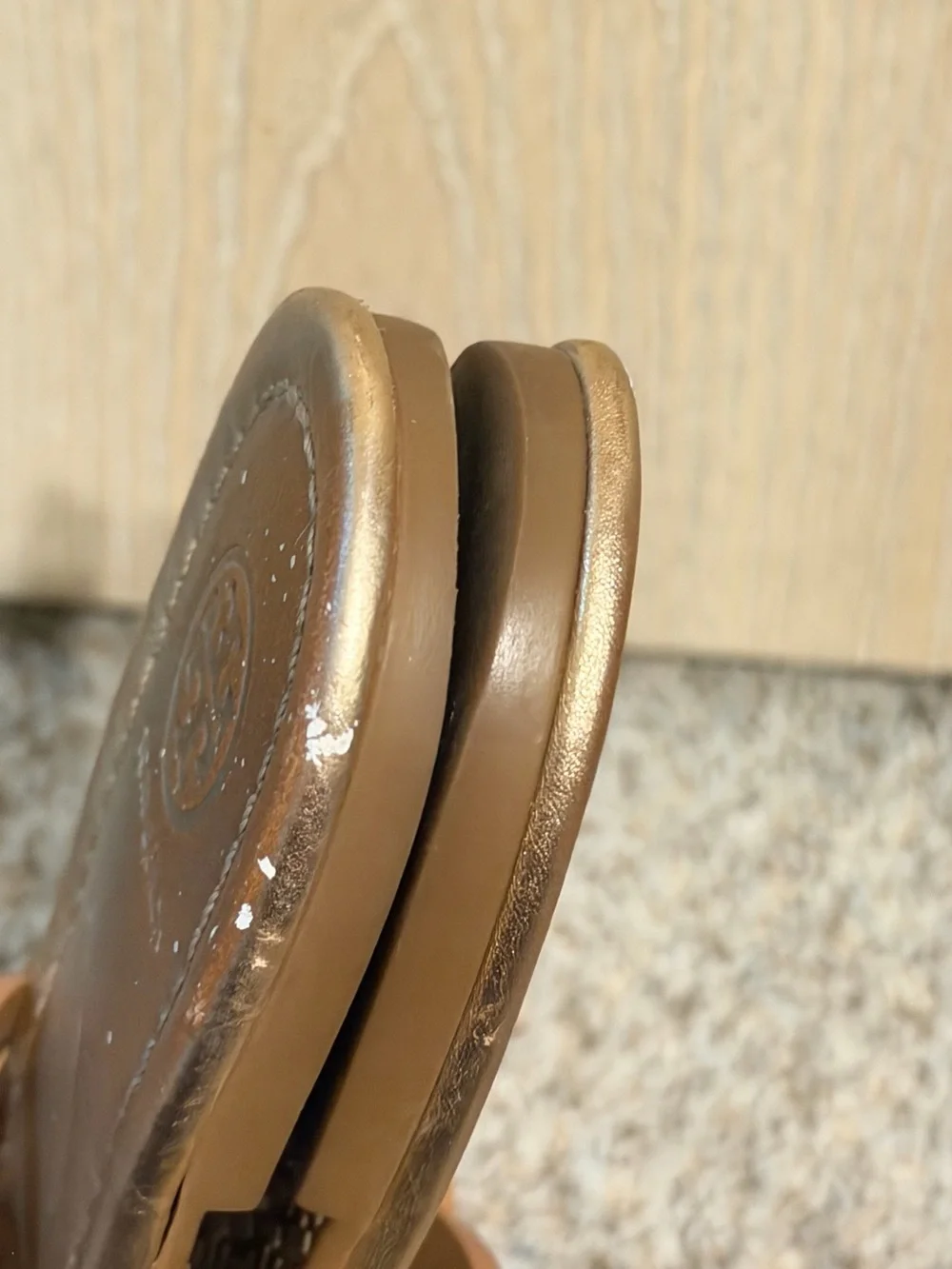 Tory Burch Metallic Bronze Logo Thong Sandals